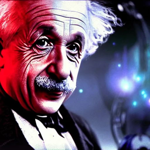 Image similar to ( ( albert einstein as willy wonka ) ) in gears of war, splash art, movie still, cinematic lighting, dramatic, octane render, long lens, shallow depth of field, bokeh, anamorphic lens flare, 8 k, hyper detailed, 3 5 mm film grain