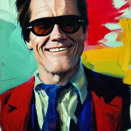 Image similar to greg manchess portrait painting of jim carrey as doctor eggman, medium shot, asymmetrical, profile picture, organic painting, sunny day, matte painting, bold shapes, hard edges, street art, trending on artstation, by huang guangjian and gil elvgren and sachin teng