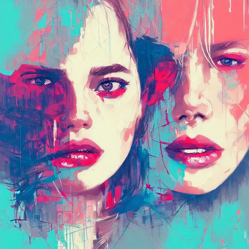 Image similar to close up portrait painting of a female in nineties street styling, concept art, intricate details, aesthetically pleasing pastel colors, art by conrad roset, impressionism, portrait