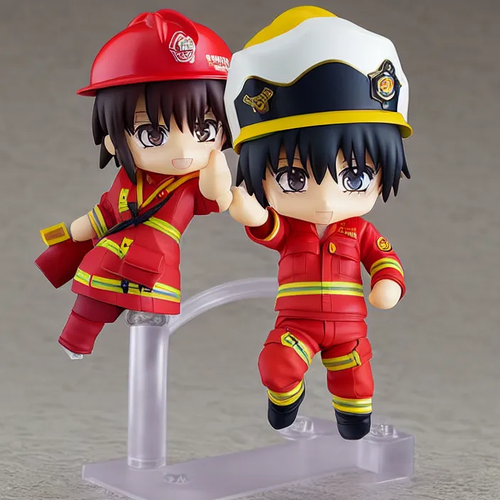 Image similar to an anime nendoroid of the fireman, figurine, detailed product photo
