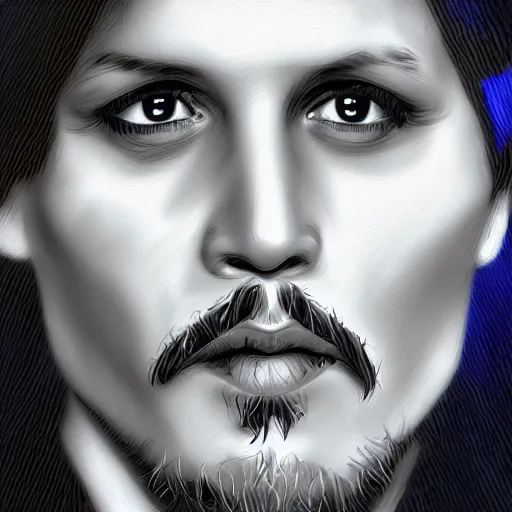 Image similar to portrait of jonny depp, highly detailed, centered, digital painting