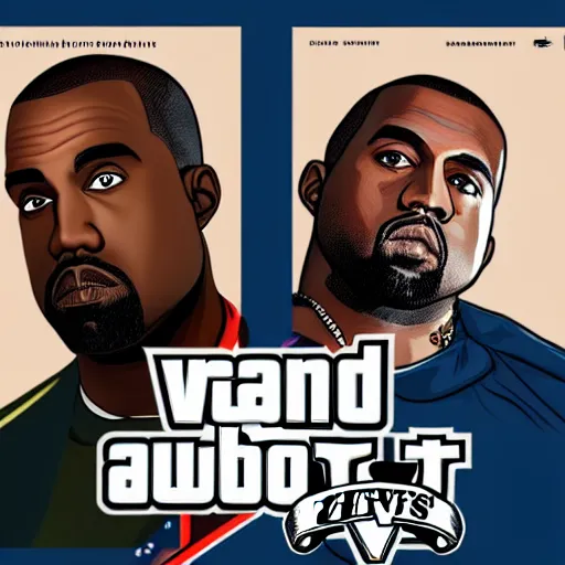 Prompt: illustration gta 5 artwork of kanye west, in the style of gta 5 loading screen, by stephen bliss