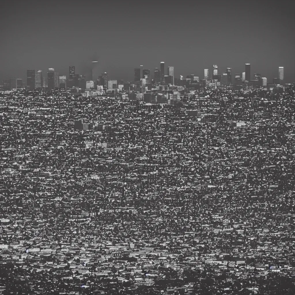 Image similar to “A black and white 75mm photo of Los Angeles”