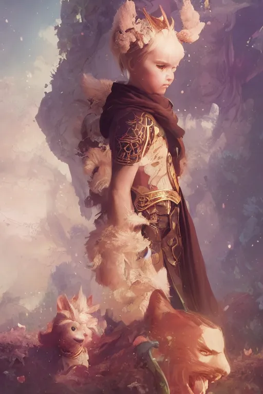 Image similar to a fancy portrait of a child princes by Greg Rutkowski, Sung Choi, Mitchell Mohrhauser, Maciej Kuciara, Johnson Ting, Maxim Verehin, Peter Konig, final fantasy , mythical, 8k photorealistic, cinematic lighting, HD, high details, atmospheric,