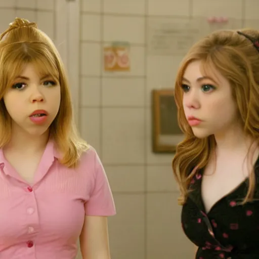 Image similar to 4K Cinematic still of Jennette McCurdy in Mark Ryden's Mean Girls (2004)