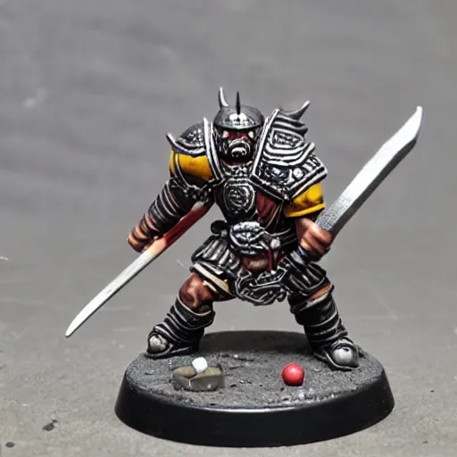 Image similar to miniature of a norse berserker playing blood bowl warhammer