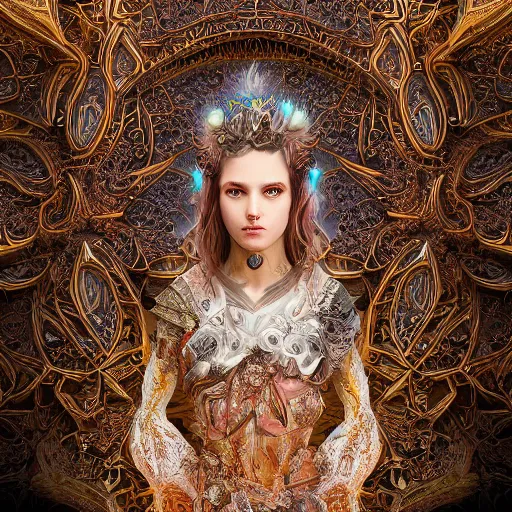 Prompt: wonderful princess of fractals, hyper detailed, background intricate and detailed, ornate 8 k gorgeous intricate detailed, octane render