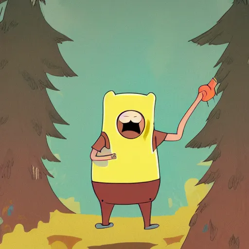 Prompt: : adventuretime style art with brown boy in Forrest 8k hyper detailed