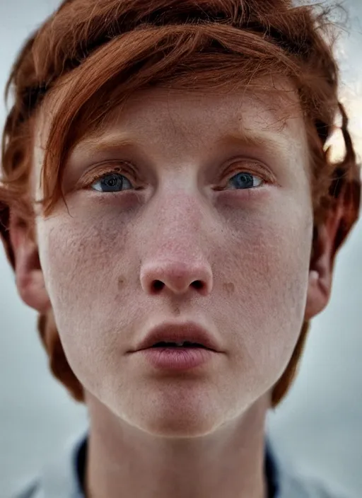 Image similar to closeup portrait of a potato eyed ginger, depth of field, zeiss lens, detailed, symmetrical, centered, fashion photoshoot, by annie leibovitz and steve mccurry, david lazar, jimmy nelsson, breathtaking, 8 k resolution, extremely detailed, beautiful, establishing shot, artistic, hyperrealistic, beautiful face, octane render