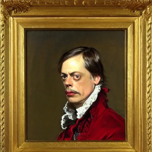 Image similar to steve buscemi as an 1 8 th century nobleman, painted by john everett millais