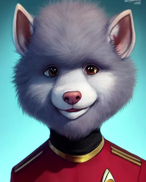 Image similar to character concept art of a cute young male anthropomorphic startrek furry | | cute - fine - face, pretty face, key visual, realistic shaded perfect face, fine details by stanley artgerm lau, wlop, rossdraws, james jean, andrei riabovitchev, marc simonetti, and sakimichan, trending on artstation