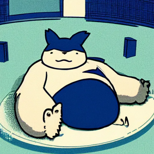 Prompt: Snorlax, sitting on the stock exchange floor