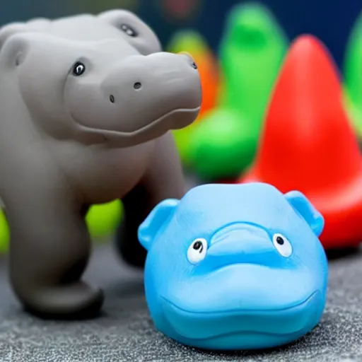 Prompt: a toy with plastic hippos that look like elon. hungry hungry hippos but its elons,'hungry hungry hippo elon ', toy made by tesla spacex