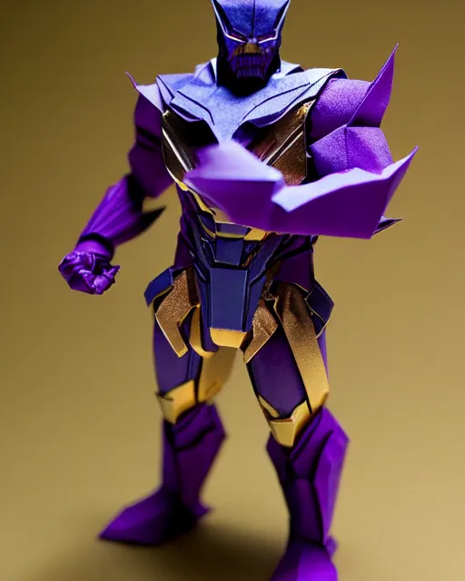 Prompt: an origami thanos by akira yoshizawa, realistic, very detailed, complex, intricate, studio lighting, bokeh, sigma 5 0 mm f 1. 4