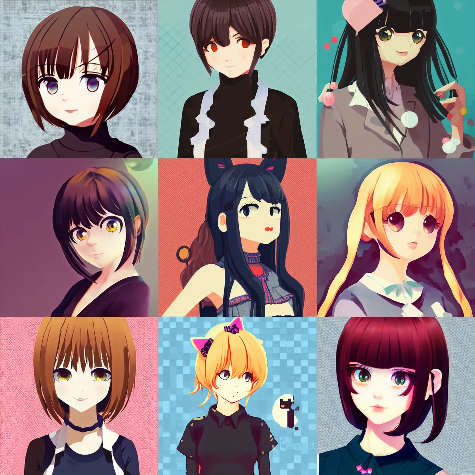 Prompt: cute catgirl by Ilya kuvshinov and Kyoto animation, pixel art, character portrait