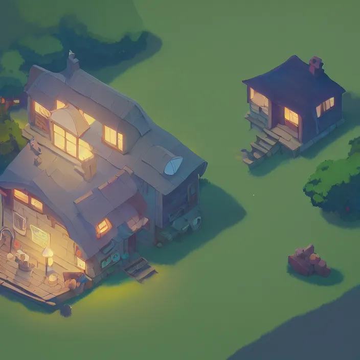 Prompt: isometric view of a game asset, a lovely cottage, plain background, cory loftis, james gilleard, atey ghailan, makoto shinkai, goro fujita, studio ghibli, rim light, exquisite lighting, clear focus, very coherent, soft painting