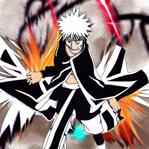 Prompt: Bleach x Naruto crossover character, anime, very very trending, HD Postured Character Art