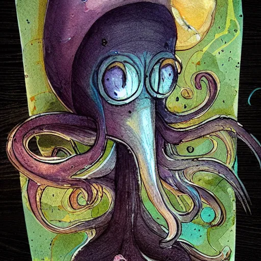 Image similar to a water color gril squid by tony sandoval