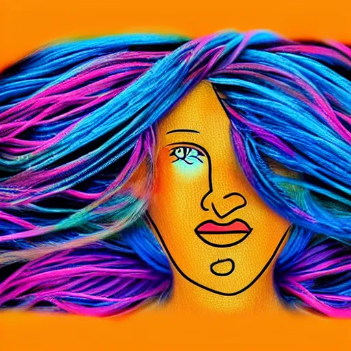 Image similar to woman with hair by colorful cables