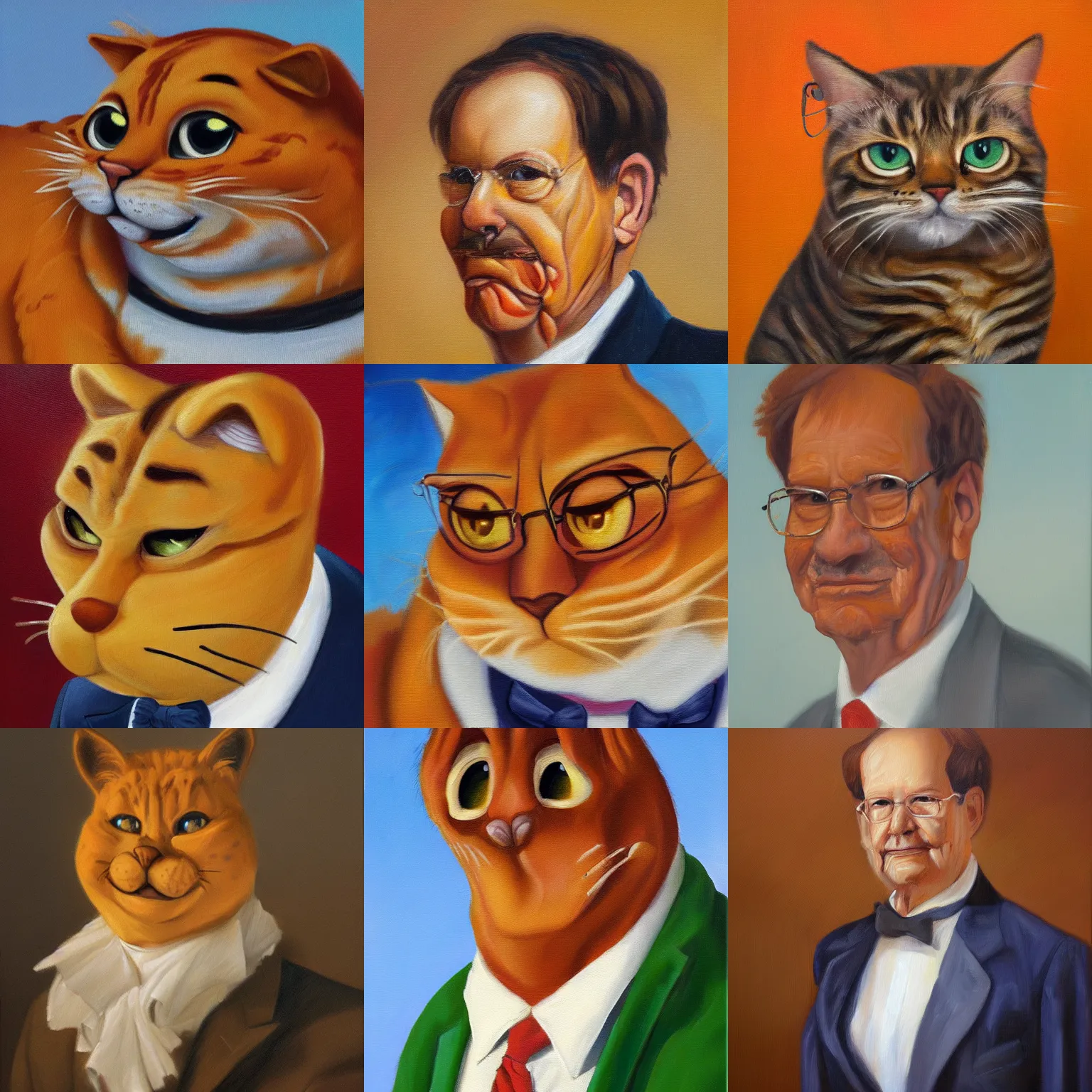 Prompt: An oil panting portrait of Garfield