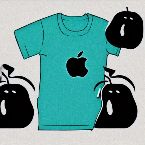 Image similar to apple eating a man, teal, 2 0 2 3 senior graduation shirt, clean graphic design, solid black background