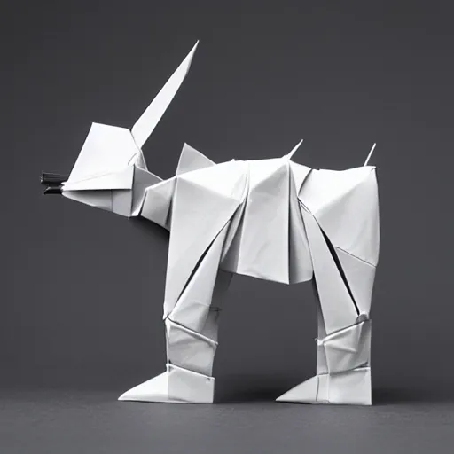 Prompt: [ 🐘 as 🤖 ] origami by kim jung gi by adams, ansel