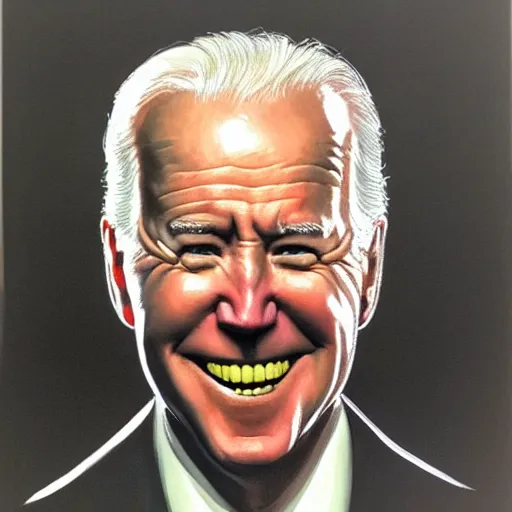 Image similar to creepy joe biden appearing from the shadows, hyper realism, horror, terror, shawody, dark lighting, mist, fog, smoke, scary,