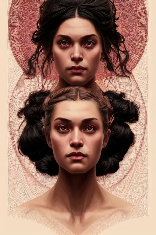 Image similar to symmetry!! intense fanart of 3 / 4 front pose of eloise webb as tapati, protagonist, intricate, elegant, highly detailed, my rendition, digital painting, artstation, concept art, perfect, smooth, sharp focus, illustration, art by artgerm, kilian eng, greg rutkowski and alphonse mucha