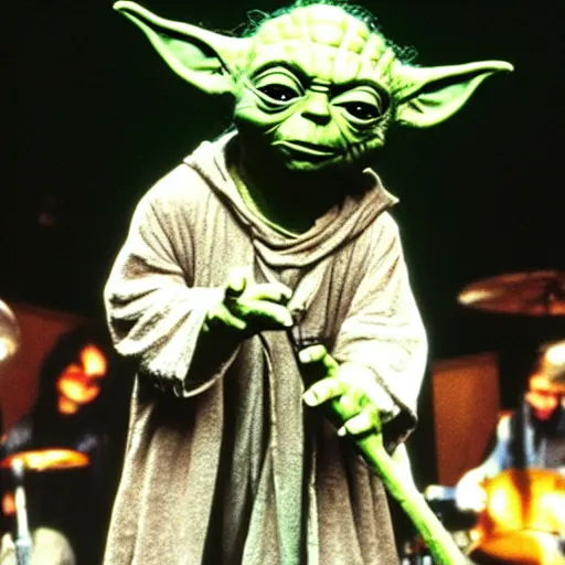 Image similar to yoda performing at woodstock