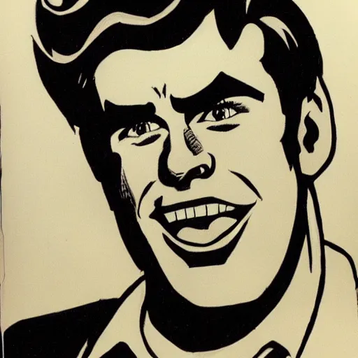 Prompt: Archie Andrews as drawn by Harry Lucey for Archie Comics