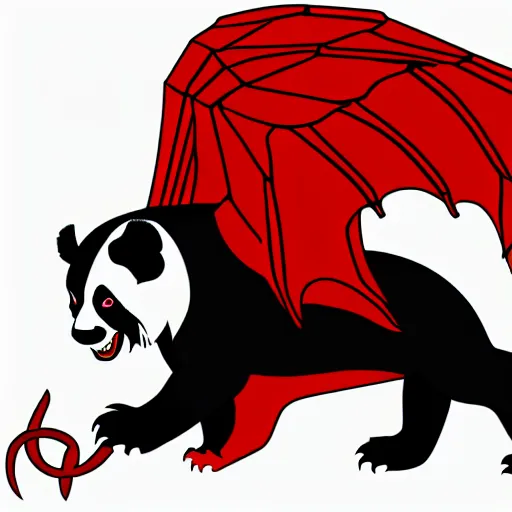 Prompt: full shot vector art of panda with welsh dragon wings and tail, intercrossed, chimera, welsh flag, adobe illustrator, full body in frame