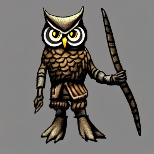 Prompt: anthropomorphic owl warrior