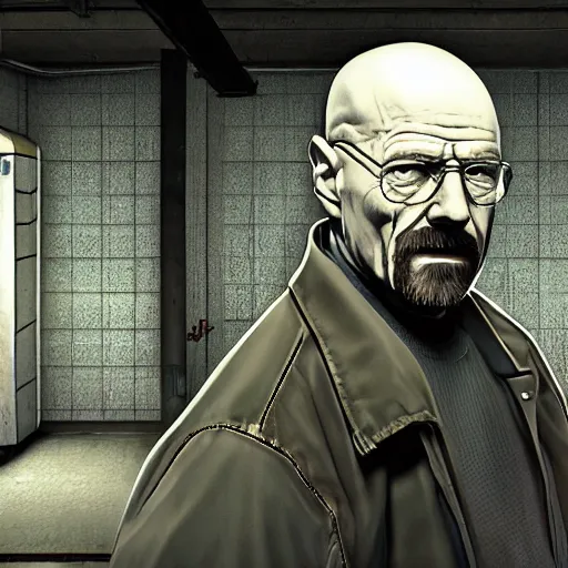 Image similar to Walter White in Half-Life 2, video game concept art