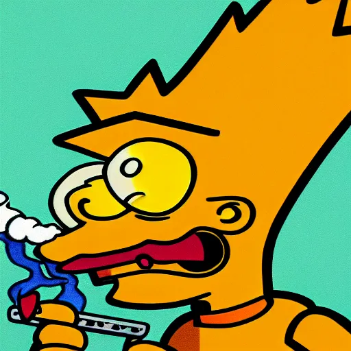 Image similar to bart simpson smoking a cigarette, digital art, 3 d, 4 k, fine details,