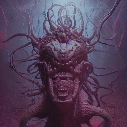 Image similar to Nyarlathotep by Maciej Kuciara and Jason Chan, ominous, cosmic horror, trending on artstation, Ultra detailed, hyper realistic