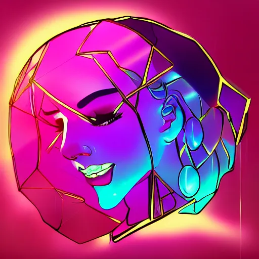 Image similar to crystal gem, epic retrowave art, trending on art station