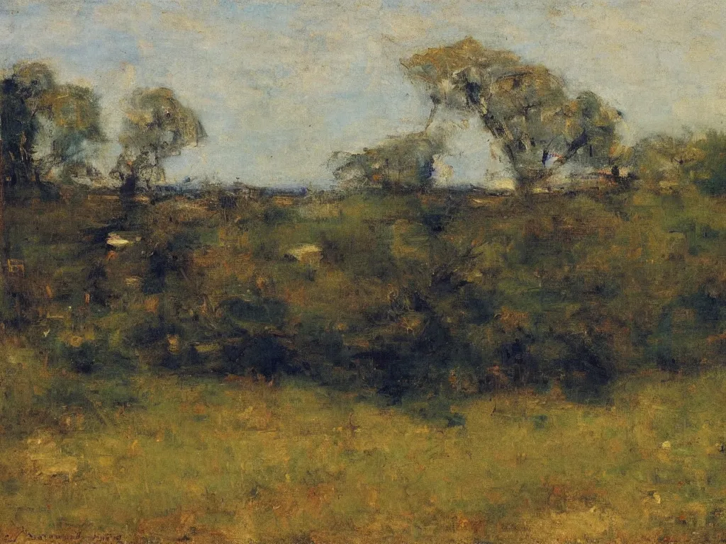 Prompt: A Beautiful American Landsape, by George Innes, oil on canvas