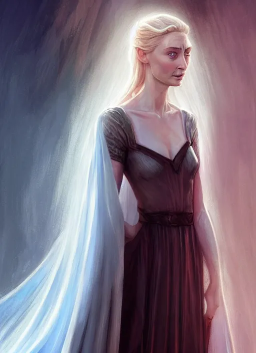 Image similar to beautiful stunning elizabeth debicki as galadriel, lord of the rings, lotr fanart, trending on artstation, character art, the hobbit digital painting, concept art, smooth, sharp focus, illustration, art by artgerm and greg rutkowski, radiant light,