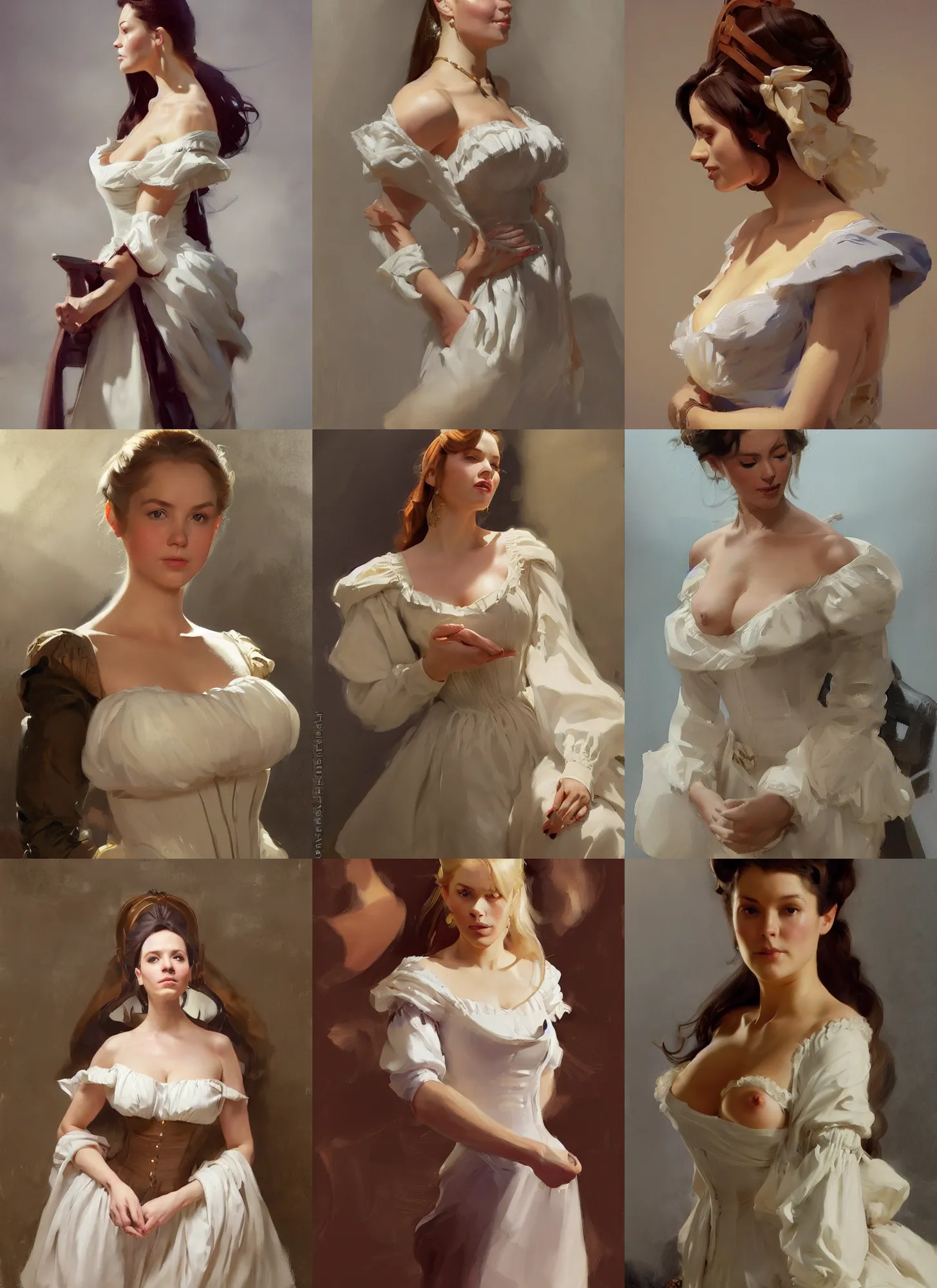 Image similar to portrait of a beautiful finnish norwegian swedish scandinavian attractive glamour model wearing 1 7 th century french off - the - shoulder neckline bodice with low neckline, jodhpurs greg manchess painting by sargent and leyendecker, studio ghibli fantasy medium shot asymmetrical intricate elegant matte painting illustration hearthstone, by greg rutkowski by greg tocchini by james gilleard