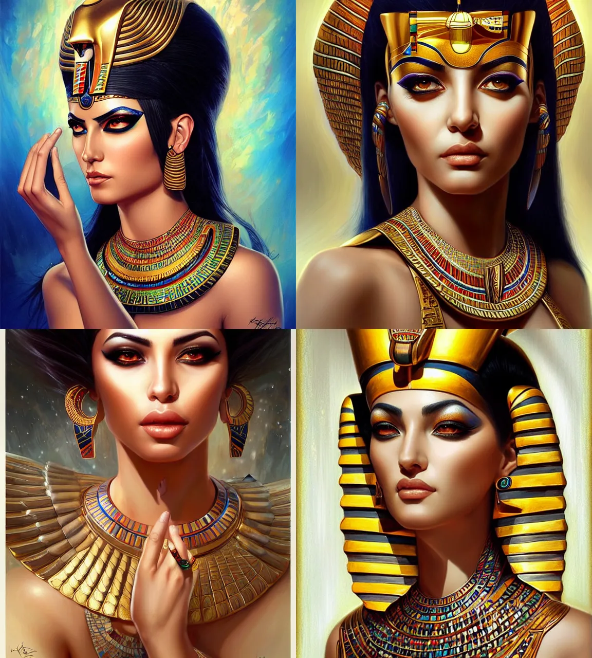 Prompt: portrait of an egyptian goddess drawn by artgerm, digital artwork by karol bak and rhads