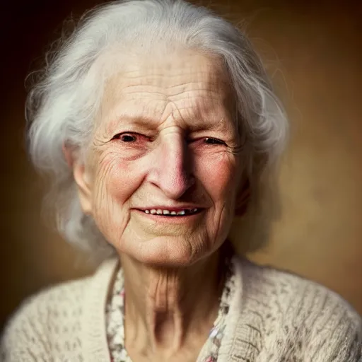 Image similar to portrait photography of happy 8 0 years old women by annie leibovitz, deep emotions, perfect facial symmetry, dim volumetric cinematic lighting, 8 k, post - processing, extremely hyper - detailed, intricate, epic composition, masterpiece, stunning,