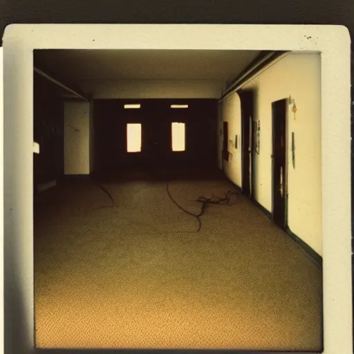 Prompt: polaroid photo!! of a empty daycare, flash photography, unnatural lighting, uncanny, colored photograph