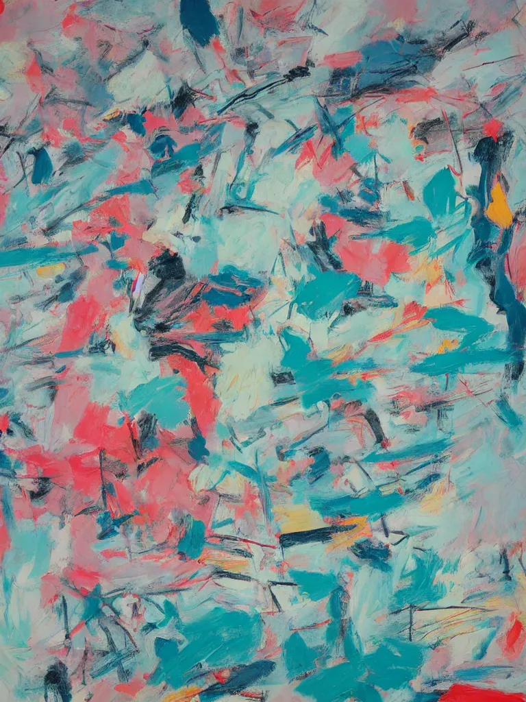 Image similar to abstract painting by cecily brown, aqua and pastel colors,