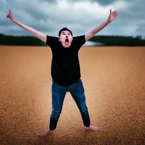 Prompt: photo of a user absolutely astonished from the Stable Diffusion images, 😲, overacting, OMG!, Canon EOS R3, f/1.4, ISO 200, 1/160s, 8K, RAW, unedited, symmetrical balance, in-frame