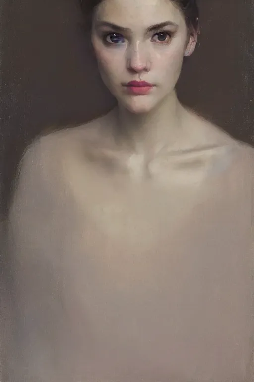 Image similar to Richard Schmid and Jeremy Lipking and Roberto Ferri full length portrait painting of a young beautiful woman