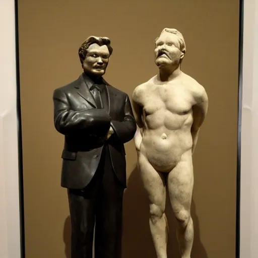 Image similar to conan o'brien and andy richter, by auguste rodin, marble