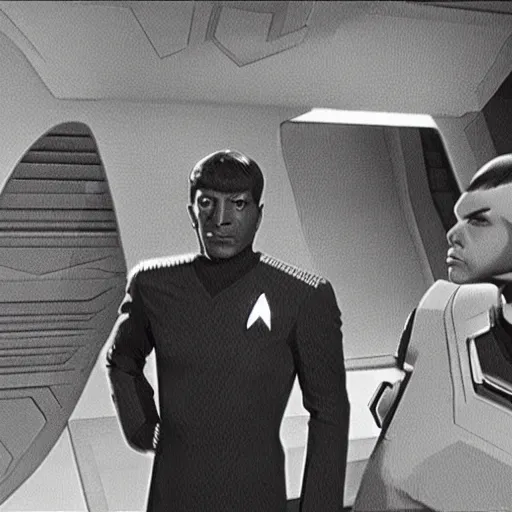 Image similar to Star Trek as a black and white 1950's sci-fi film