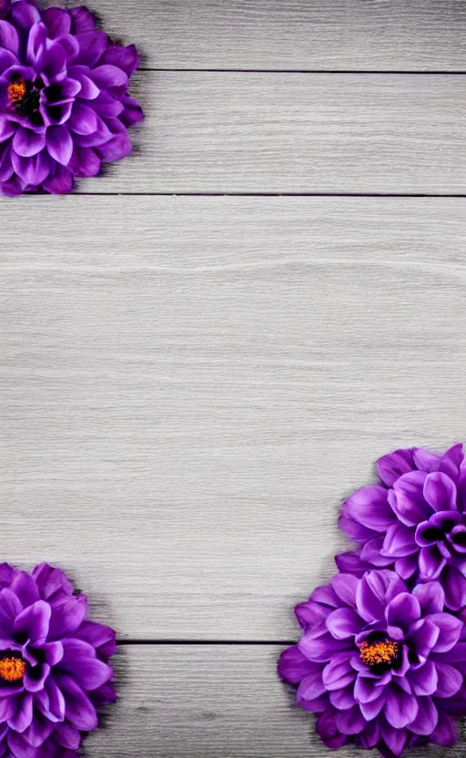 Prompt: clean soft backdrop, soft beautiful detailed purple flowers on pale gray rustic boards, background, backdrop for infant obituary