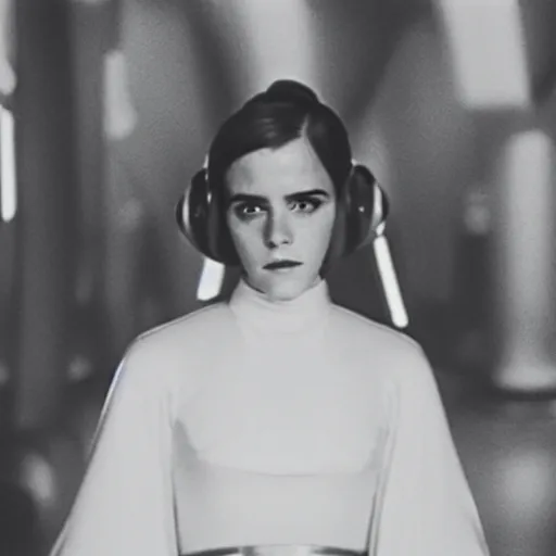 Image similar to film still of emma watson as princess leia in the 1 9 7 0 s, star wars, polaroid, photography, film, kodak