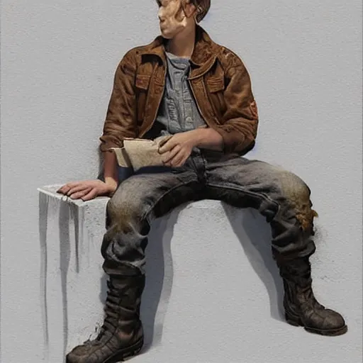 Image similar to a highly detailed epic cinematic concept art CG render digital painting artwork costume design: young James Dean as a well-kept neat anarchist rebel in 1950s USSR mechanic overalls and big boots. By Greg Rutkowski, Ilya Kuvshinov, WLOP, Stanley Artgerm Lau, Ruan Jia and Fenghua Zhong, trending on ArtStation, subtle muted cinematic colors, made in Maya, Blender and Photoshop, octane render, excellent composition, cinematic atmosphere, dynamic dramatic cinematic lighting, aesthetic, very inspirational, arthouse